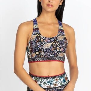 Johnny Was Active Black and Multicolor Sports Bra